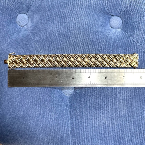 Ross-Simons Yellow Gold over Sterling Silver Quilted Basketweave 20mm Bracelet - Picture 13 of 15